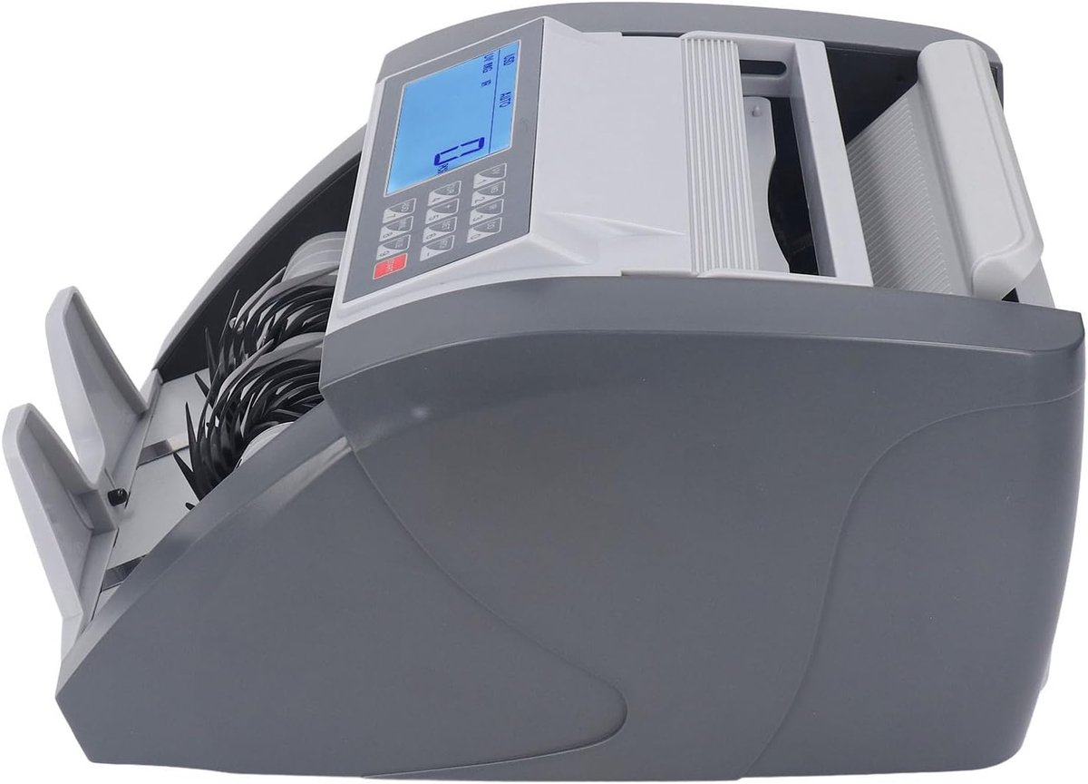 Money Counting Machine with LCD Display and UV-MG-IR-MT-DD Drop Detection, Clear Screen, Stacking Count, Applicable Range (EU Plug 220V)