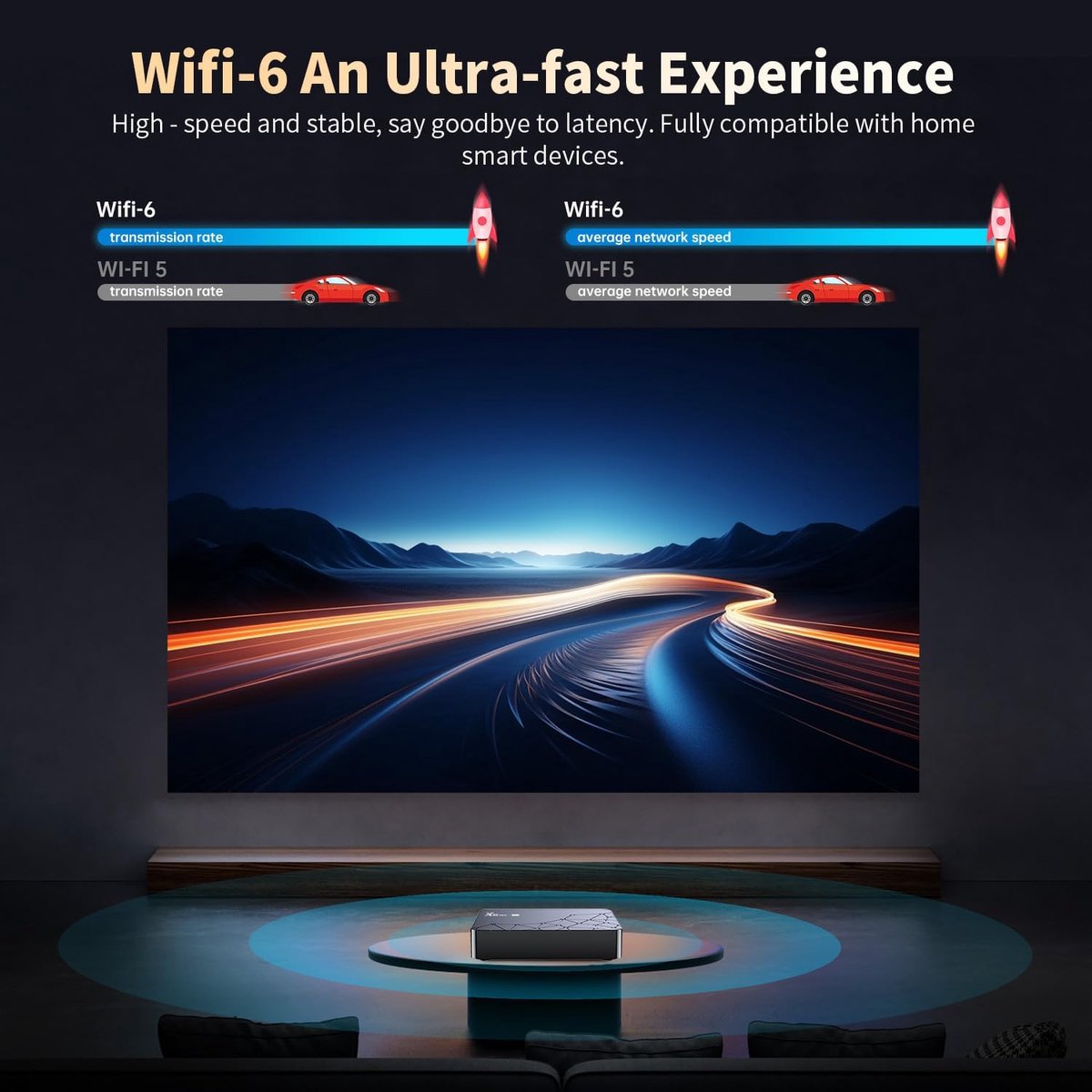 Android 14 TV box - 4K Ultra HD HDR10 - WiFi 6 - Bluetooth 5.2 - 2GB RAM 16GB ROM uitbreidbaar tot 1TB - stembesturing - voor Netflix en meer