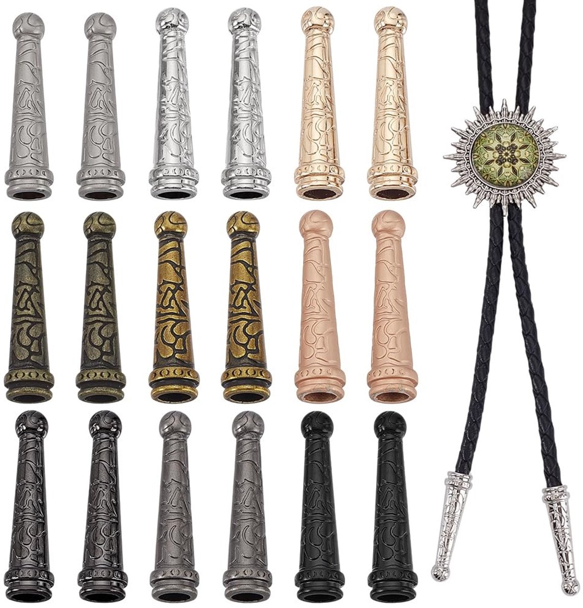 Dailygoods- Bolo Tie Tips Vervangingskit - 18 Stuks - 9 Kleuren - 1,2 Inch - Sieraden Maken - DIY Accessoires - Ideale Oplossing - Sieradencomponenten
