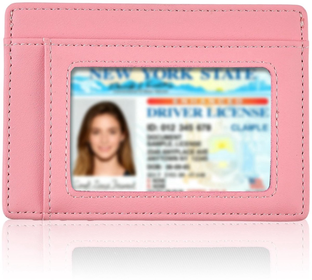 Dailygoods- Kaartenetui RFID-bescherming - ID-kaarthoes - Platte Portemonnee - Kunstleer - 7 Kaartvakken - 11 x 7,8 x 0,4 cm - Kaarthouder