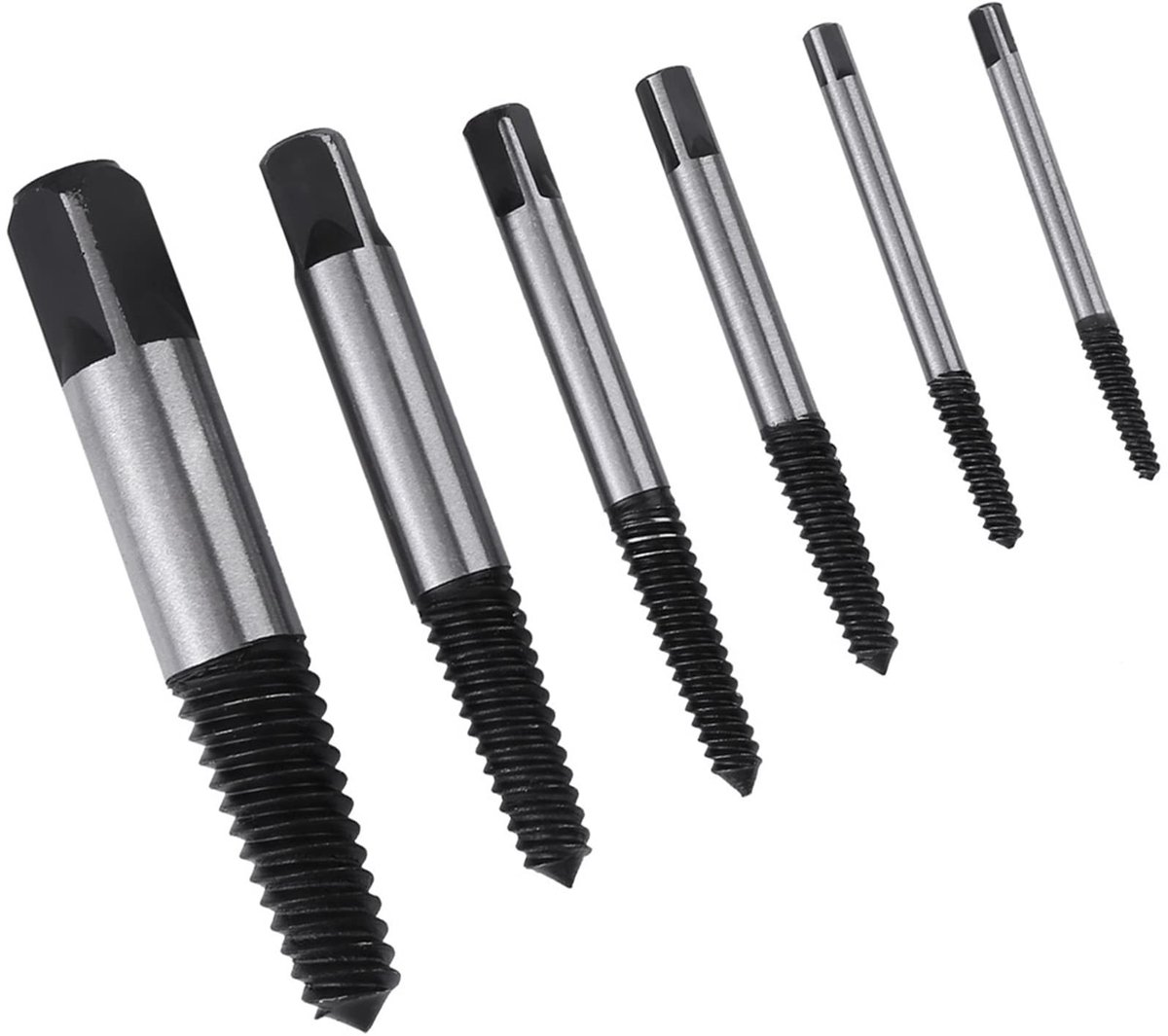 Dailygoods- Schroeftrekker Set - Hoogwaardige GCR15 Staal - 6 Stuks - Geschikt voor Beschadigde Schroeven - Plastic Opbergdoos - Langdurige Levensduur - Schroefextractor