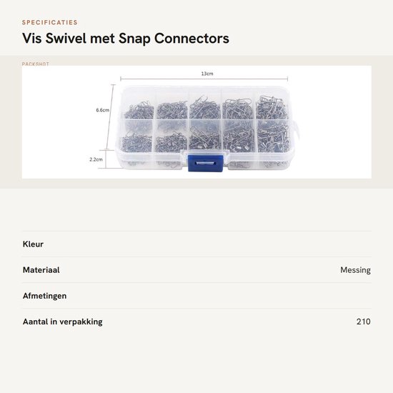 Dailygoods- Vis Swivel 210 Stuks - Snaps/Verbindingen - Duurzaam - Corrosiebestendig - Hoogwaardige Materialen - Herbruikbare Opbergdoos - Visaccessoires — afbeelding 4