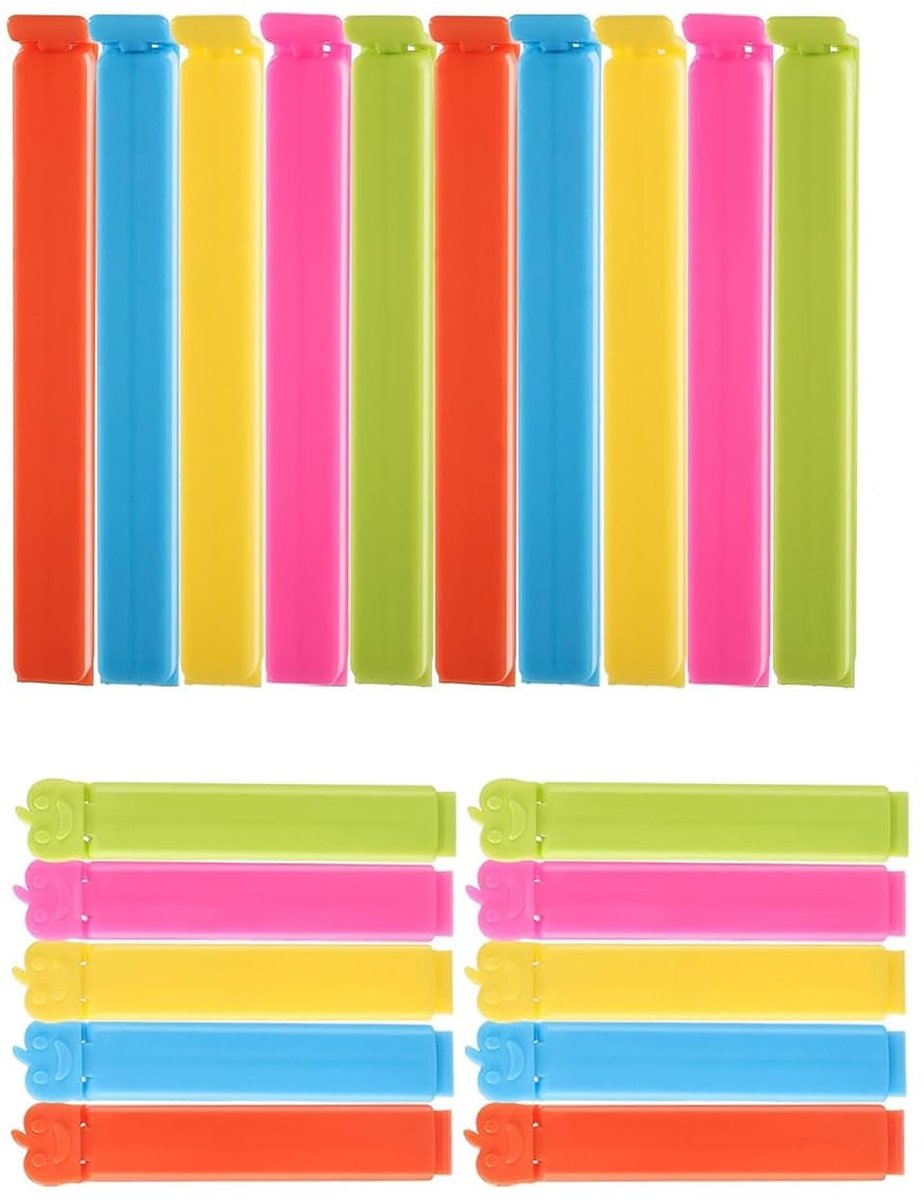 Dailygoods- Sluitclips 50 Stuks - Kunststof Zak Clips - Vershoudclips - Snacks/Diepvriesproducten - 7/11 cm - Hoogwaardige Stabiliteit - Zakclips