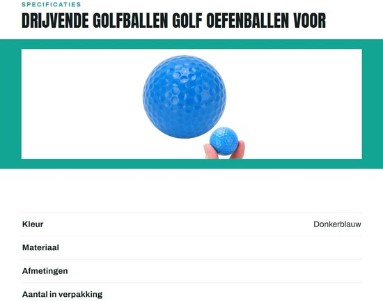 Zeynomax - Drijvende golfballen - Golf oefenballen voor buitensport - Donkerblauw - Waterbestendige golfballen - Ideaal voor trainingen - Geschikt v.. van Merkloos — afbeelding 3