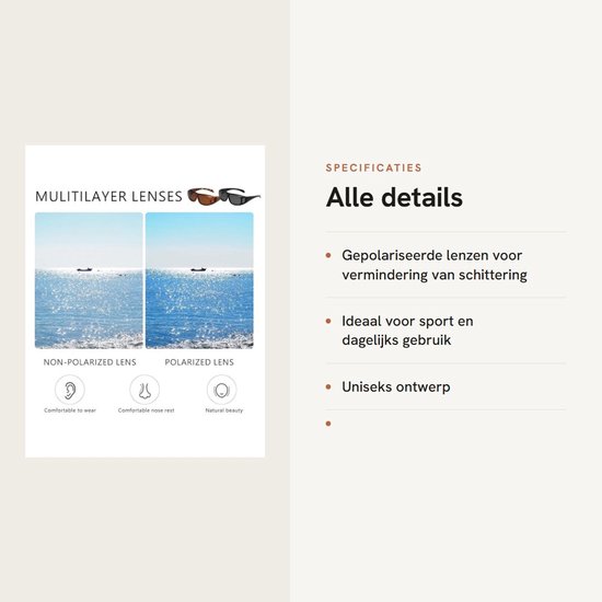 Dailygoods- Zonnebril Gepolariseerd - Overzet Zonnebril - Wikkelbare Zonnebril - UV400 Bescherming - Anti-verblinding - Geschikt voor Bril (max. 14,2 cm) - Overzetzonnebril van Dailygoods — afbeelding 2