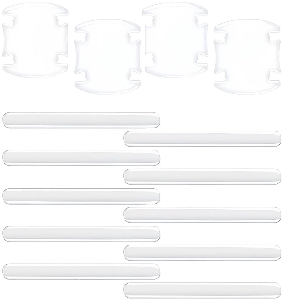 Dailygoods- Krabbestendig - Bescherming voor autohandgrepen - Zelfklevend - Onzichtbare sticker - Hoogwaardig materiaal - Effectieve krasbescherming (15 x 1,4 cm + 8 x 9 cm) - Lakbeschermfolie