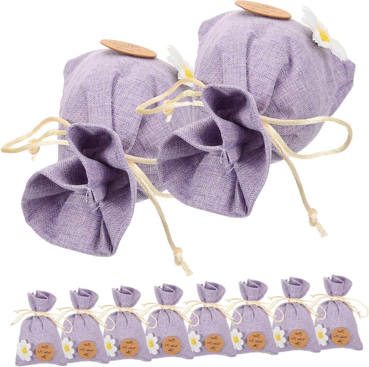 Lavendel Zakjes - Geurzakjes Linnen - Opbergen Kruiden - Met Trekkoord - 15.8 x 10.5 cm - 