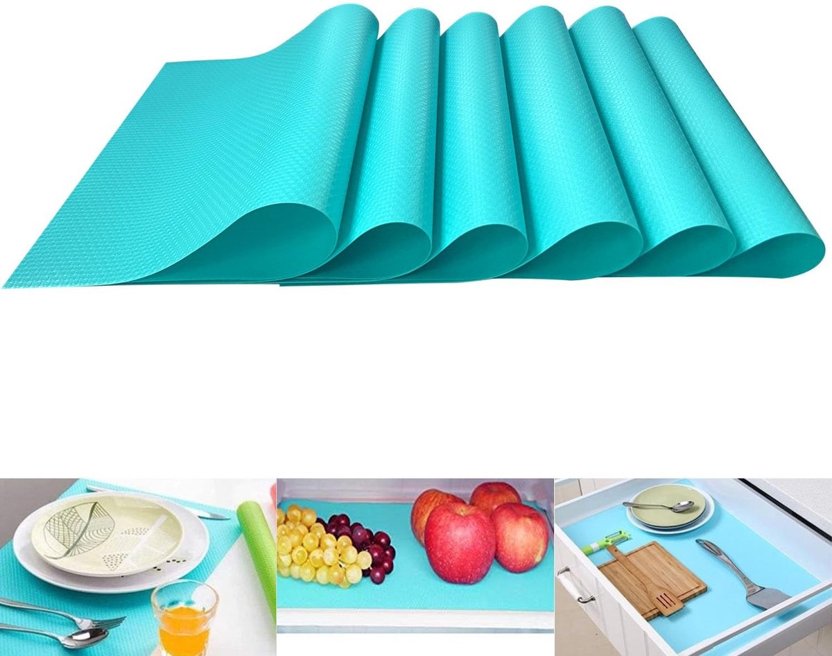Dailygoods- Koelkastmatten 6 Stuks - Waterdicht - Antislip - Vuilafstotend - Snijbaar - Wasbaar 40x30cm - Koelkastinleggers