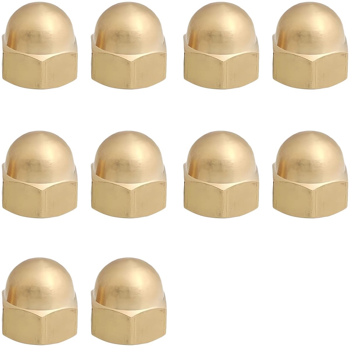 Dailygoods- Dopmoeren M10 - 10 Stuks - Zeskantige Messing - Bevestigingsonderdelen - Betrouwbare Kwaliteit - GB923 Norm - Bevestigingsmoeren