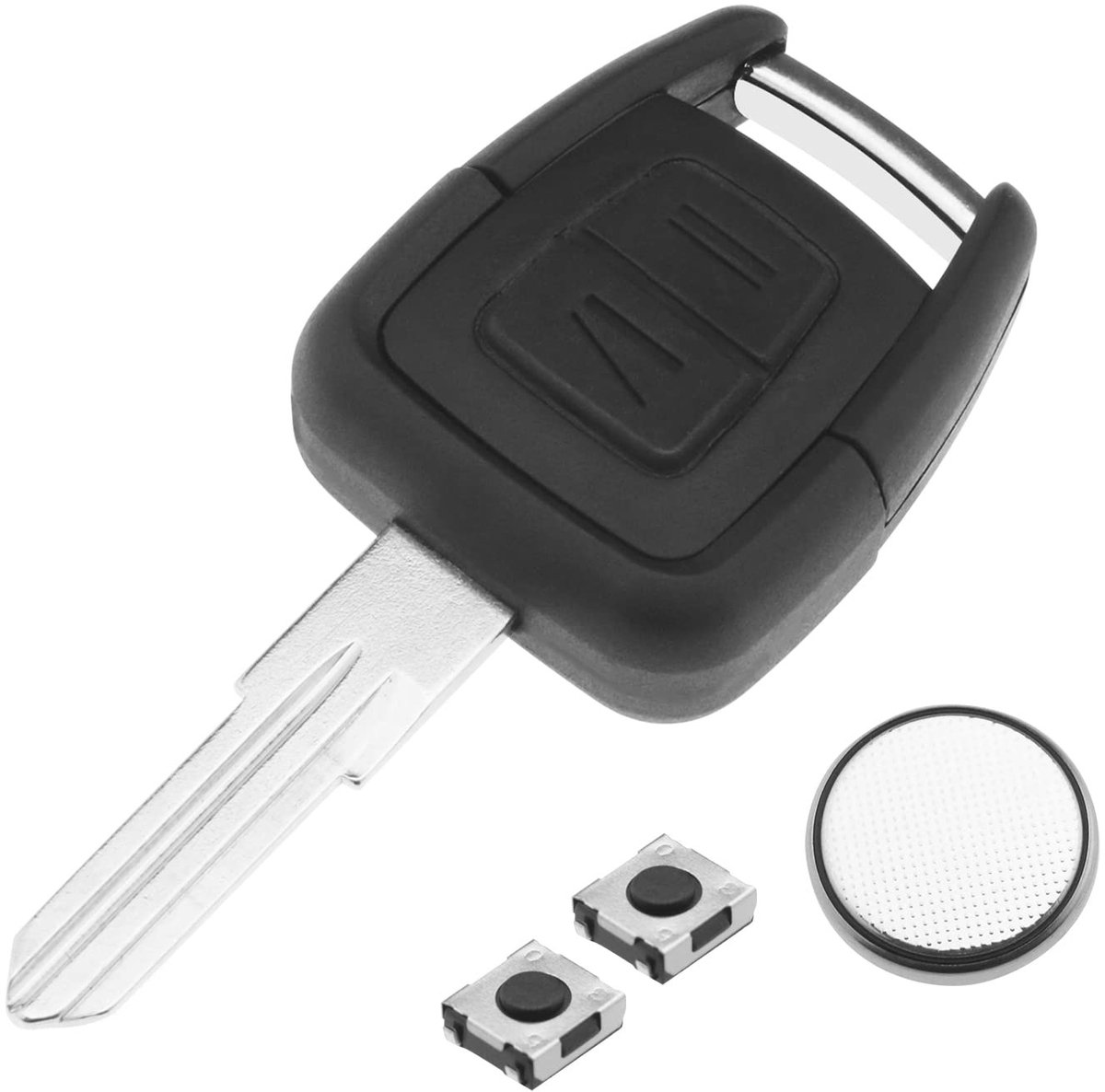Dailygoods- Afstandsbediening 2 Knoppen - Sleutelhanger Hoesje - Compatibel met Opel Astra/Vectra/Zafira - Kunststof/Metaal - Inclusief CR2032 Knoopcel