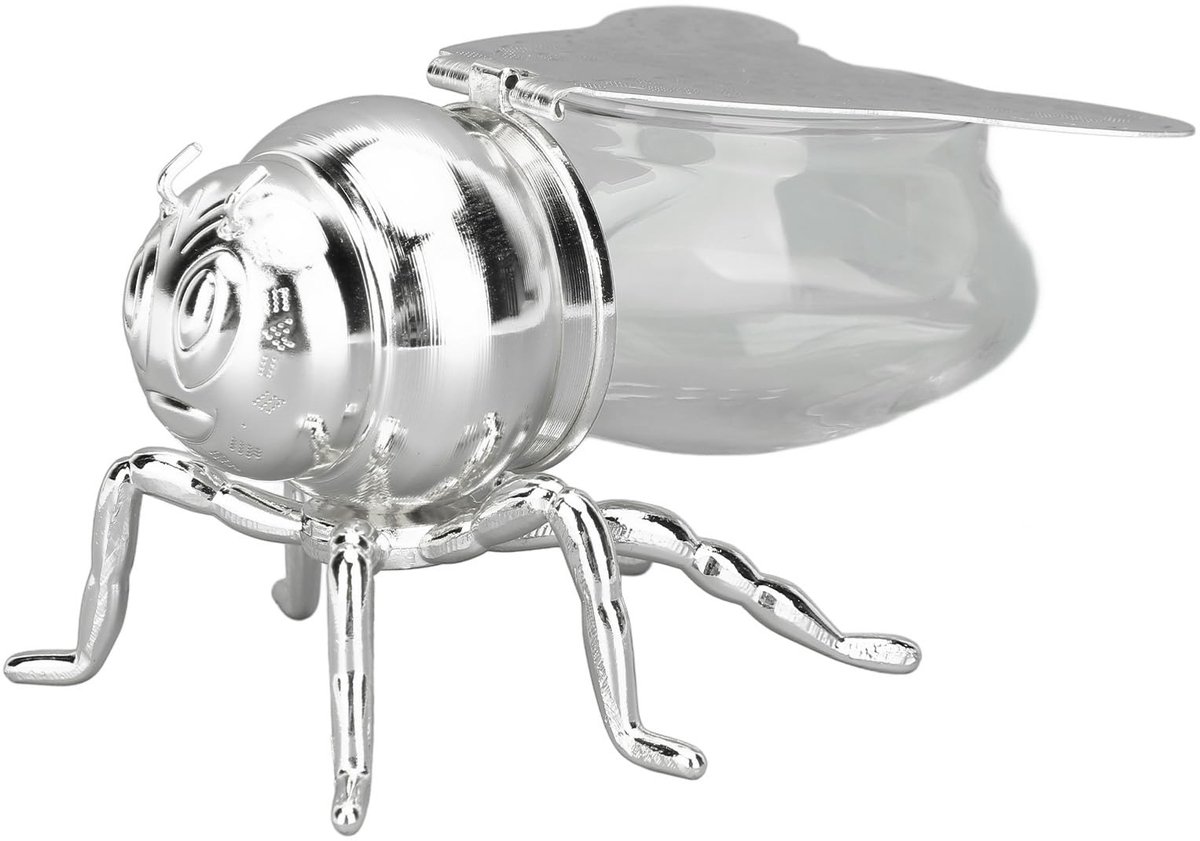 Dailygoods- Honingpot Bijenontwerp - Honinglepel - Honingdispenser - Honingpotje met deksel - Honingpotje met lepel - Glazen constructie - Specerijpot