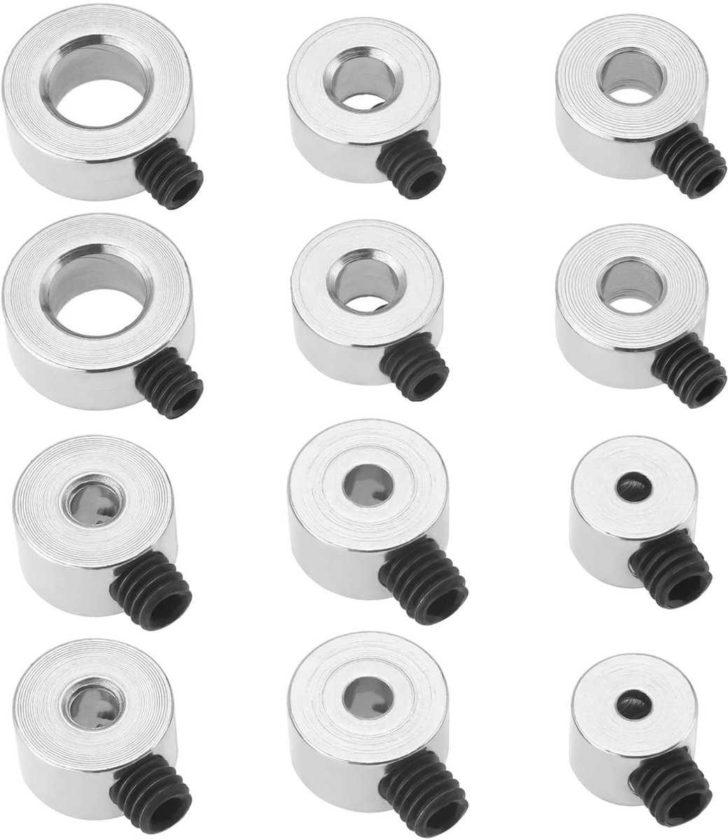 Dailygoods- Klemkraag Set 30 Stuks - Verzinkt Staal - Diverse Maten 1,6mm/2,1mm/2,6mm/3,1mm/4,5mm/5,1mm - Corrosiebestendig - Voor Speelgoed Auto DIY - Schachtkraag