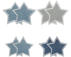 Dailygoods- Patches voor Kleding - 8 Stuks - Opstrijkbare Patches - Jeans Patches - Decoratie Kit - Polyester Materiaal - Blauw/Grijs/Marine - Jeanspatches