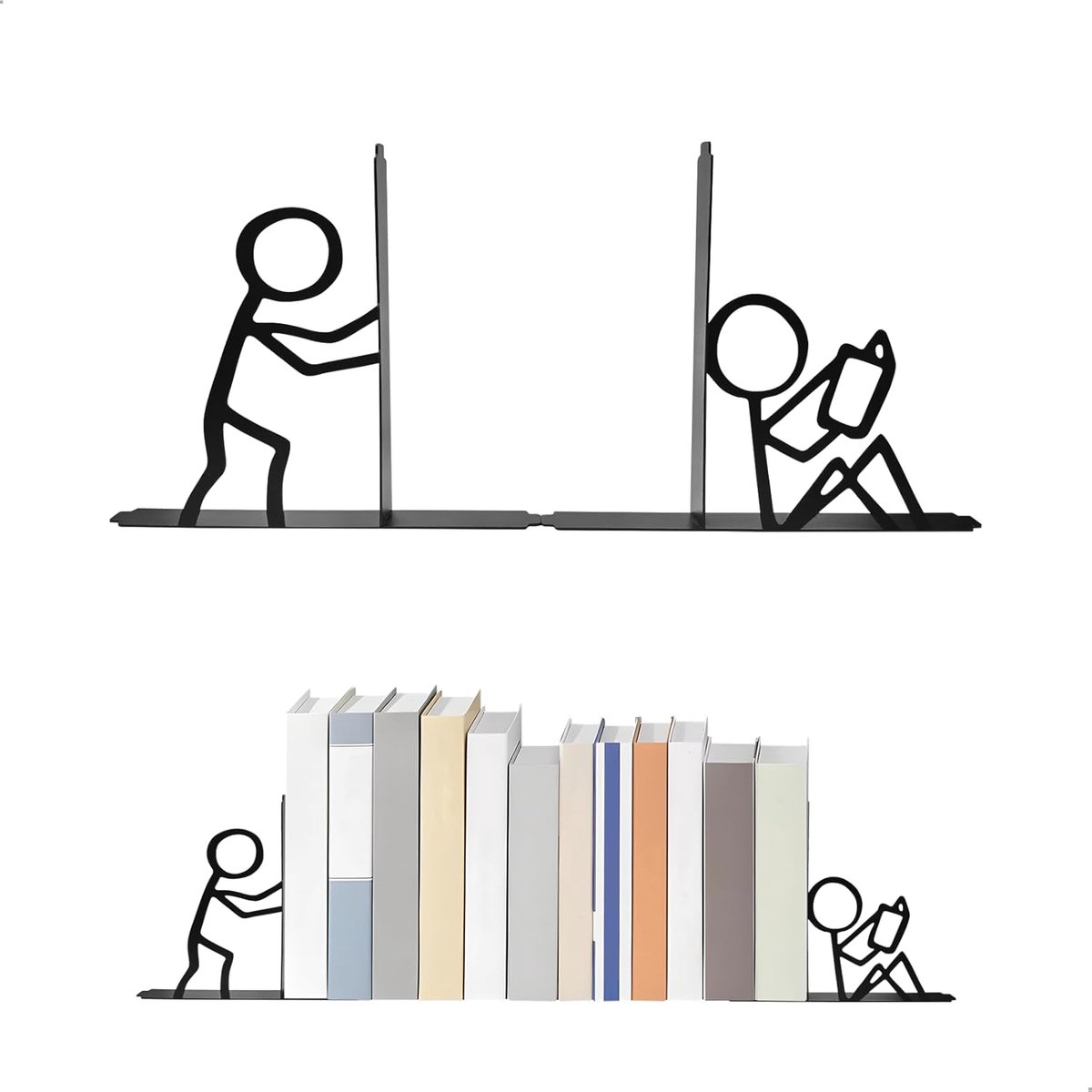 QTTVBTNA – 2 Stuks Boekensteunen – Antislip Boekhouder – Stevige Metalen Boeksteun voor Boeken, Tijdschriften en Mappen – voor Bureau, Kantoor, Bibliotheek en Thuisgebruik