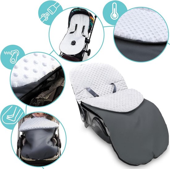 Voetenzak Kinderwagen - Winter Binnenzak - Warmte Buiten - Waterafstotend - 90x45cm - Donkergrijs — afbeelding 4