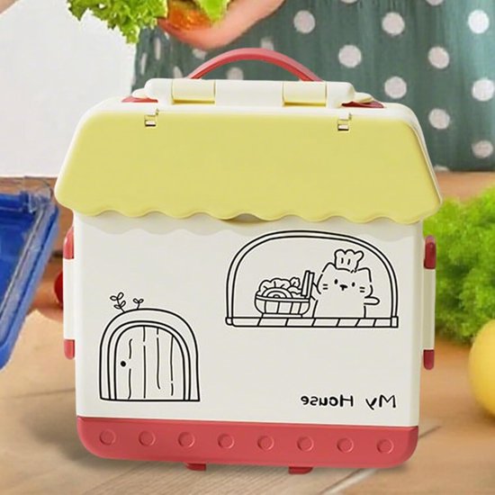 Kinder Lunchbox - Voedsel Bewaar Doos - Maaltijd Voorbereiding - Vier Compartimenten - 1000 Milliliter - Geel van Kinder — afbeelding 4