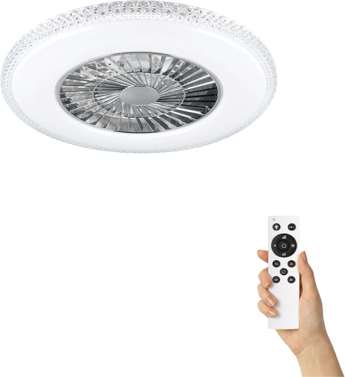Fantiluxe - Tove - Plafondventilator met verlichting - Chroom - Ø60cm - Afstandsbediening - Met lamp - Plafond ventilator - Slaapkamer