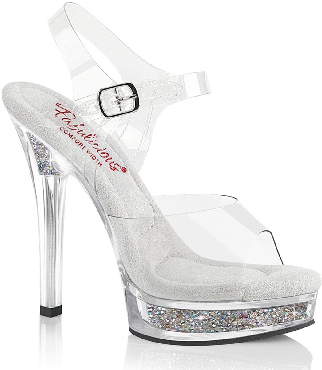 Fabulicious - MAJESTY508RSI Sandaal met enkelband - US 6 - 36 Shoes - Transparant/Wit