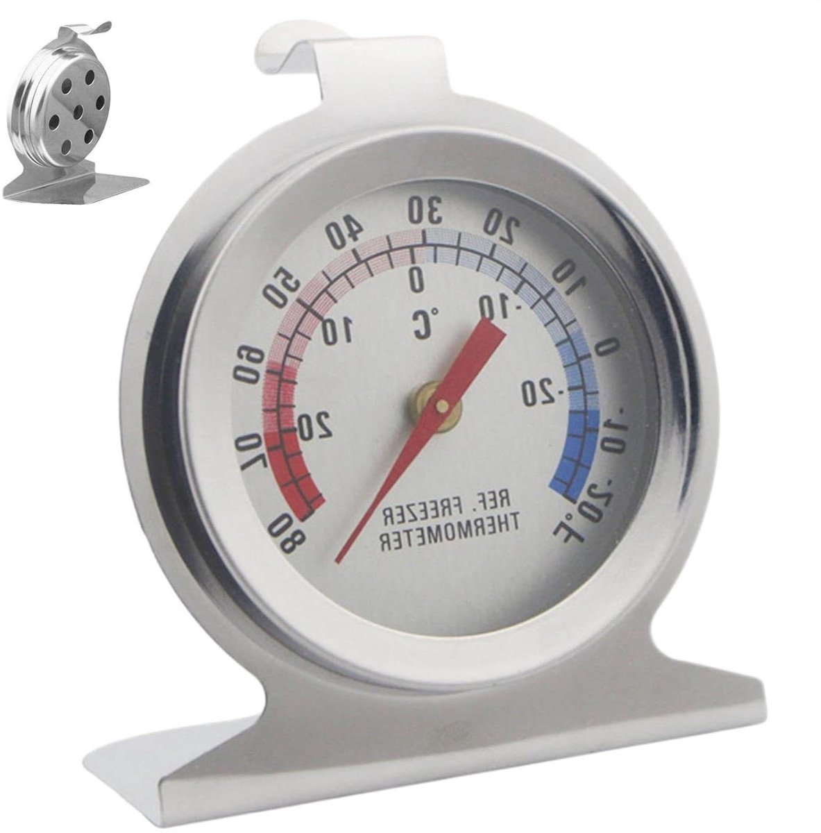 Koelkasttemperatuurmeter - Koeling Bewaking - Voedsel Vers Houden - Analoge Wijzerplaat - 7.2 Centimeter - Helder Glas