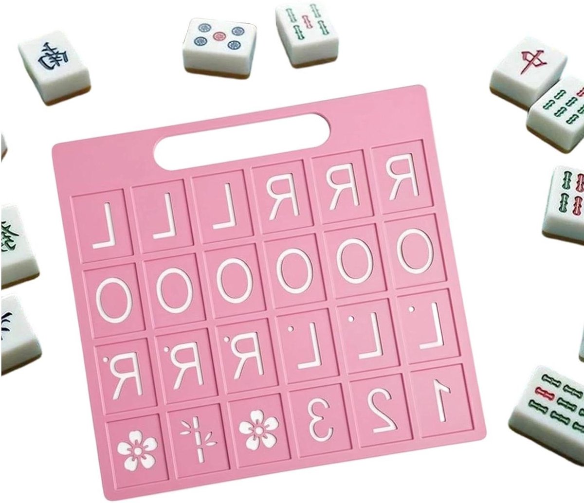 Mahjong Trainingsbord - Solo Speelbord - Vaardigheden Verbeteren - Draagbaar Ontwerp - 24 Sleuven - Roze