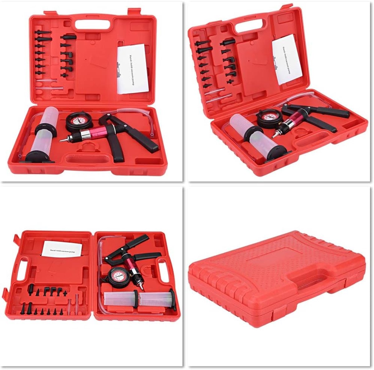 Vacuümpomp Druk Tester - Remontluchter Kit - Autosystemen Testen - Uitgebreide Adapter Set - 22 Delig - Rood