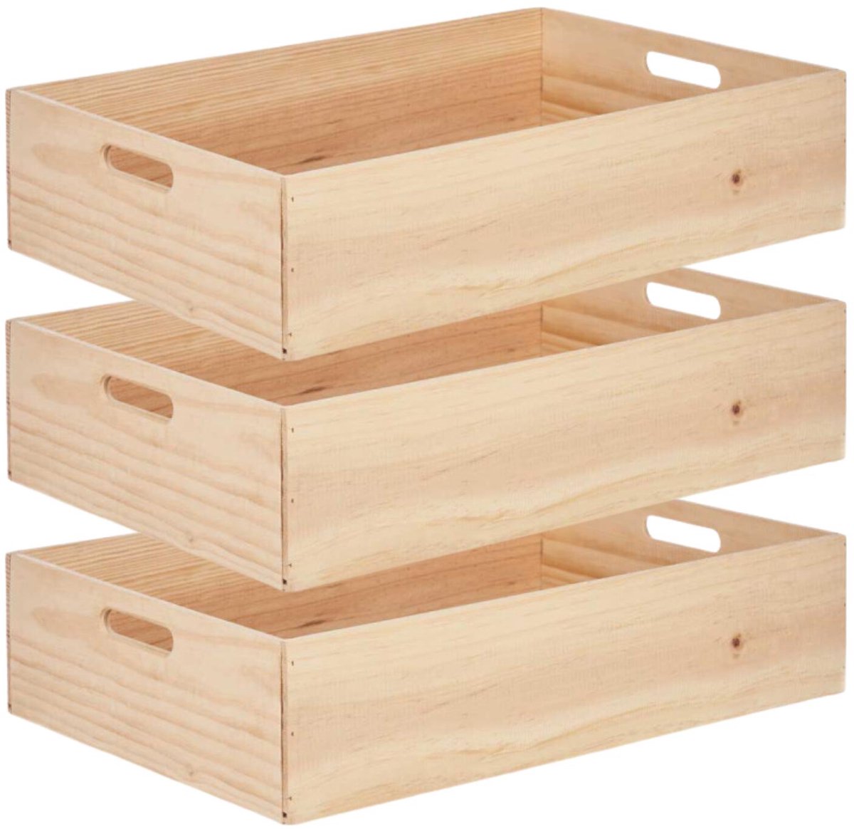 Giftdecor opbergkist Praag - 3x - 60 x 40 x 14 cm - hout - natuurlijke look