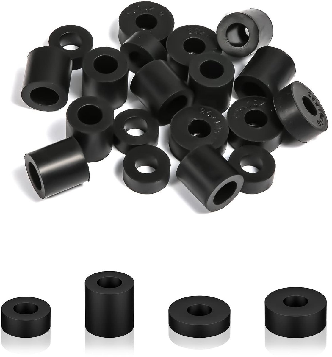 Dailygoods- Rubberen Ringen 20 Stuks - Neopreen Doorvoertules - Multifunctioneel - Assortiment in 4 Maten - Zwarte Grommets - Voor Home/Auto Accessoires