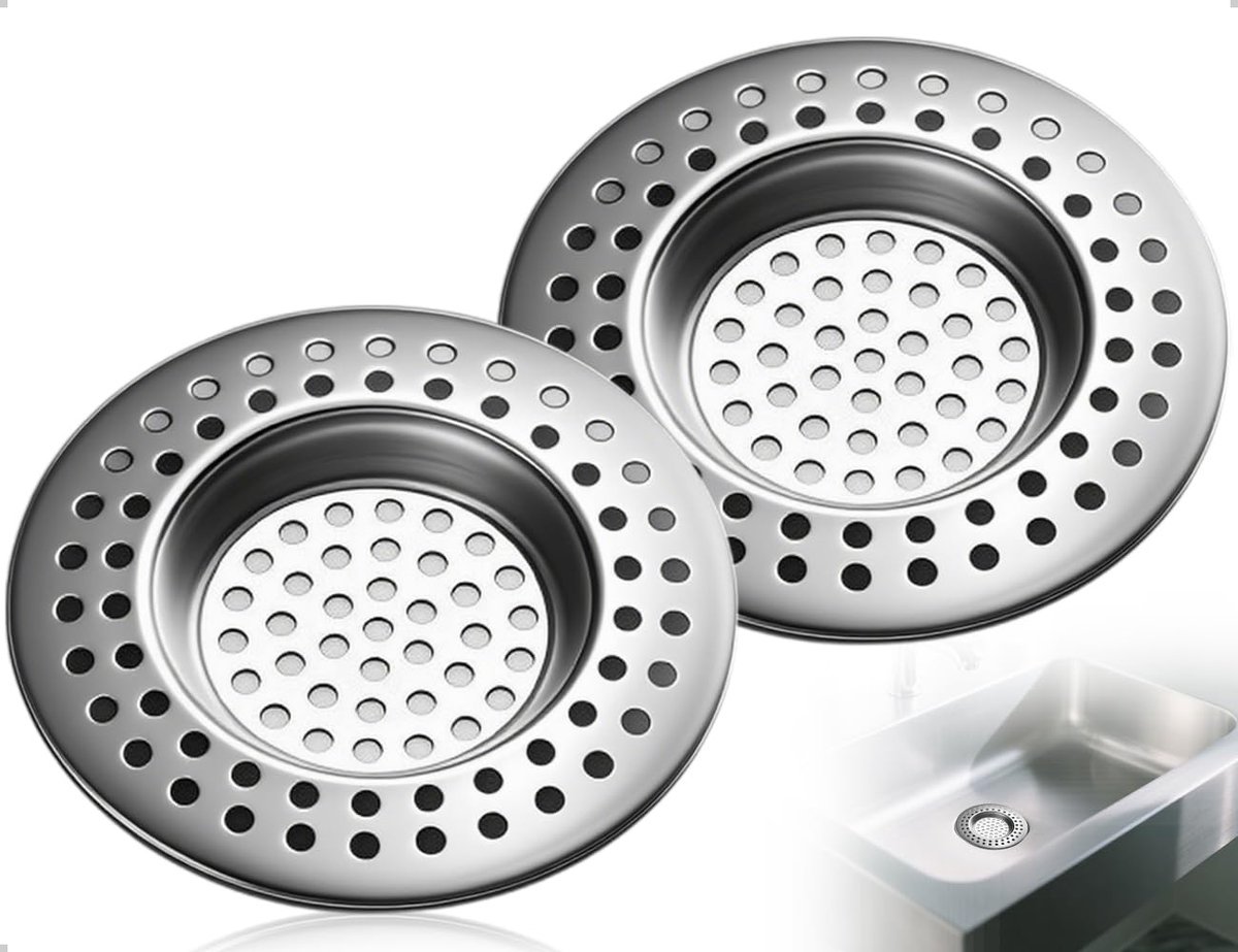 Dailygoods- Afvoerzeef 2 Stuks - Roestvrij Stalen Gaten - Douche/Wastafel - Haarafvoer/Stopper - Modern Design - Effectieve Vuilpreventie - Afvoerfilter