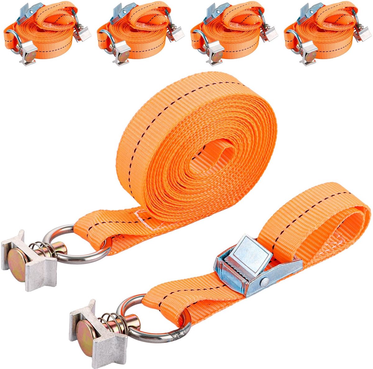 Dailygoods- Spanbanden 6 Stuks - Sterke Sjorbanden voor Veilig Transport - Duurzaam - Antislip - Bindriemen - Ideaal voor Bevestigen - Bindbanden