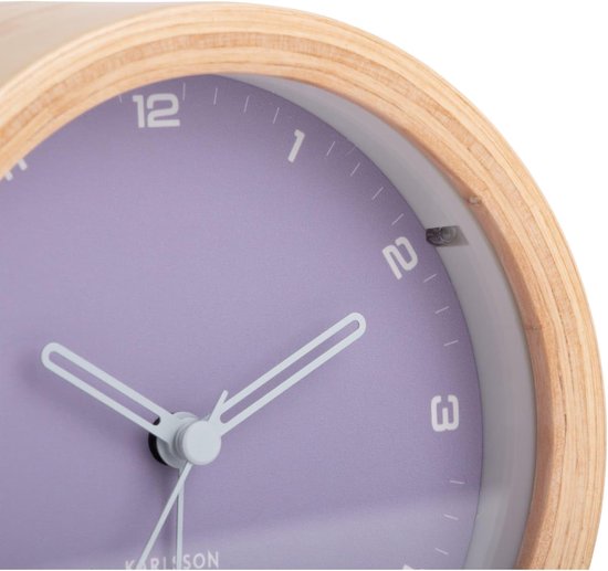 Houten Wekker - Gentle Alarm - Wakker Worden - Zacht Nachtlampje - Ø11.8cm - Paars van houten — afbeelding 2