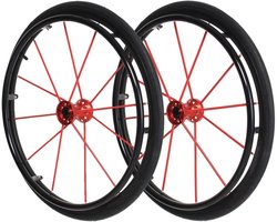 Reservewiel Set - Rolstoel Wielen - Dagelijks Gebruik - Snelwissel Systeem - 24x1 Inch - Rood