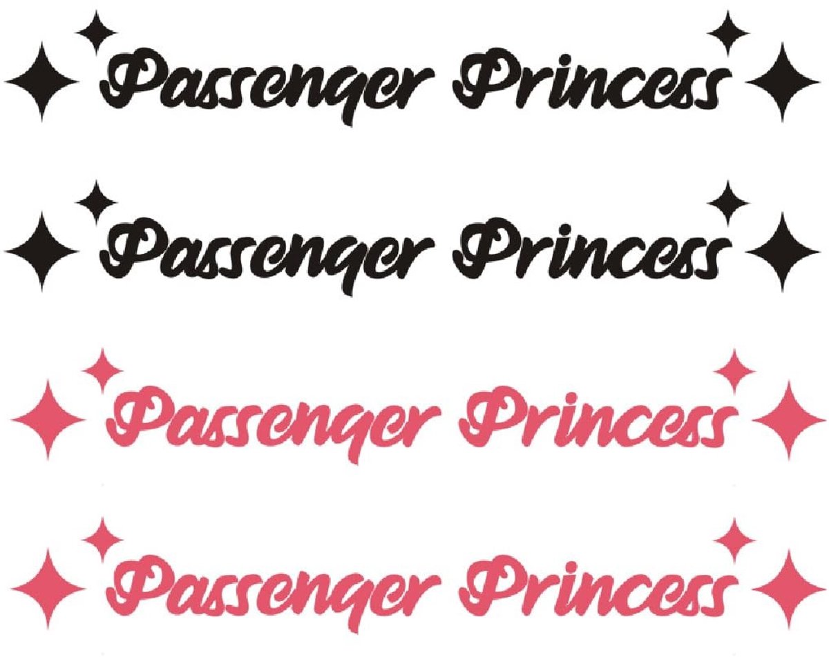 Dailygoods- Achteruitkijkspiegel Sticker - 4 Stuks - Grappige Auto Stickers - Waterdicht - Duurzaam - Decoratie voor Vrouwen - "Passenger Princess - Autosticker