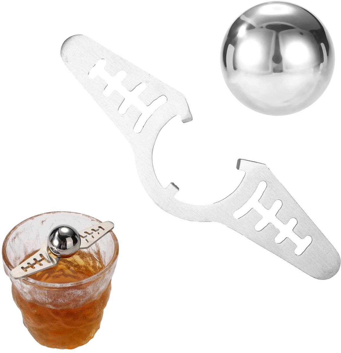 Dailygoods- Espressokoelbal Roestvrij Staal - IJsbalhouder 9,6 x 2,5 cm - Herbruikbare Koeltool - Zonder Verdunning - Geschikt voor Cocktails - Ijsbal