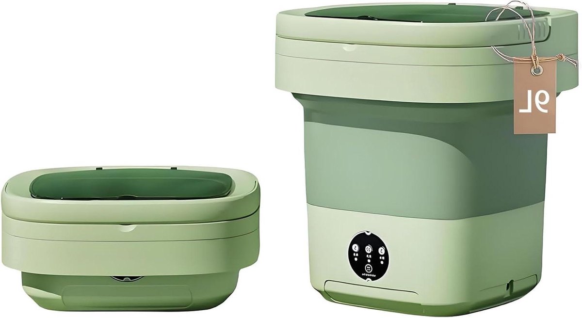 Draagbare Wasunit Mini Wasmachine Ruimtebesparend Wassen Opvouwbaar 2-in-1 9 Liter Capaciteit Groen