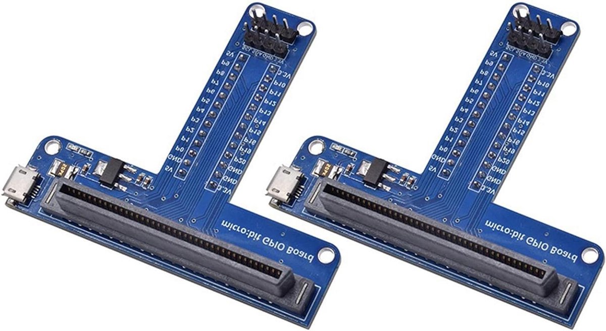 Uitbreidingsadapter Microbit - Breadboard Python - Projecten Maken - Grafische Programmeerinterface - 2 Stuks - Blauw