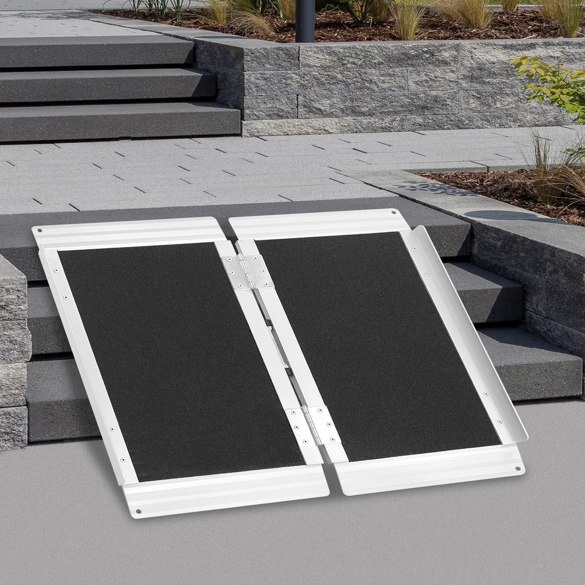 Inklapbare Rolstoelhelling - Draagbare Aluminium Oprijplaat - Drempels Overbruggen - Robuuste Aluminium Constructie - 73 cm - Zwart