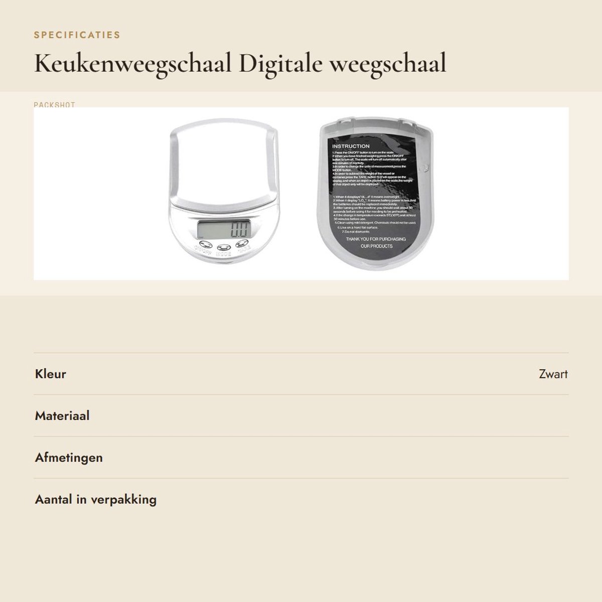 Dailygoods- Keukenweegschaal Digitale Mini - Precisie Weegschaal - LCD-Scherm - Eenheidsconversie - Overbelasting Waarschuwing - Compact formaat