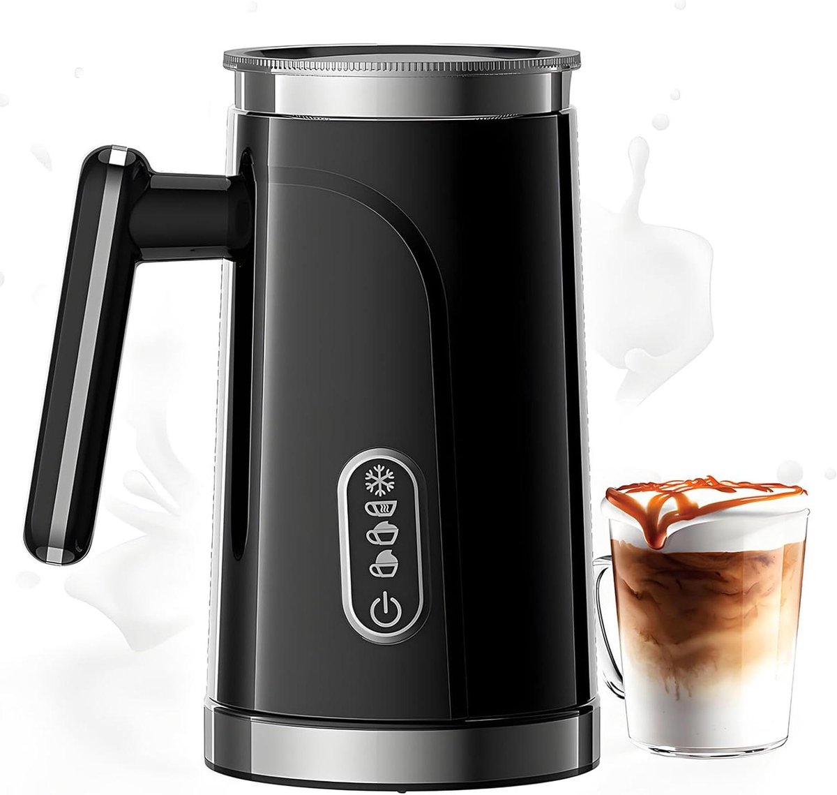 Elektrische Melkopschuimer en Warmer Koffie Maken 4-in-1 Functie 300ml Zwart