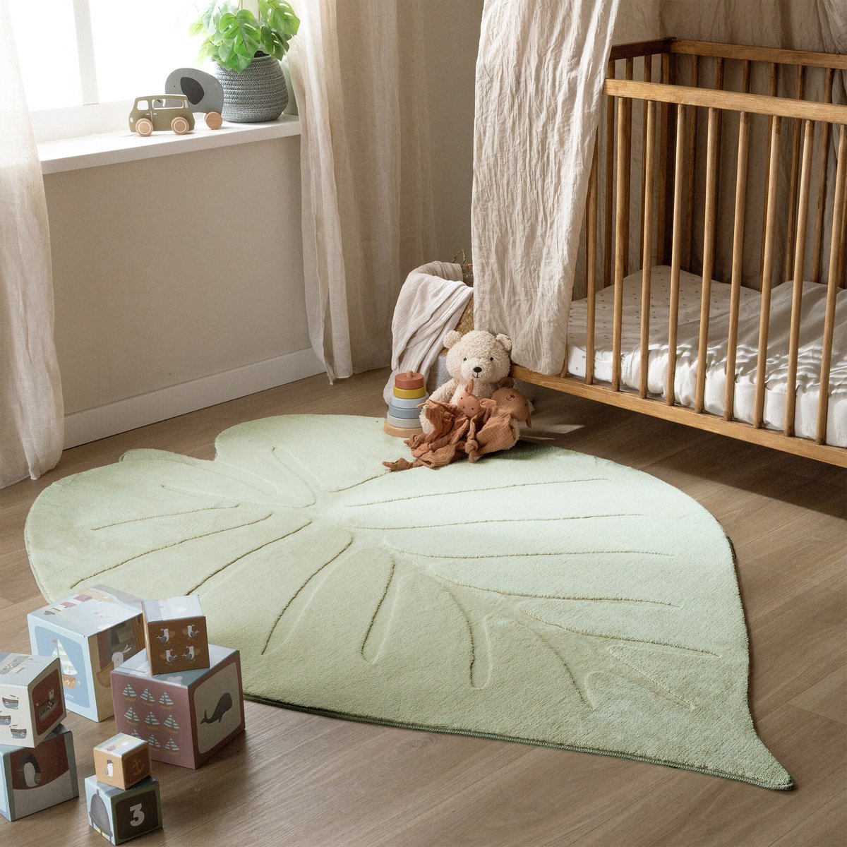 Little Olly Wasbaar kindervloerkleed - Coco Blad Groen - 160x230cm