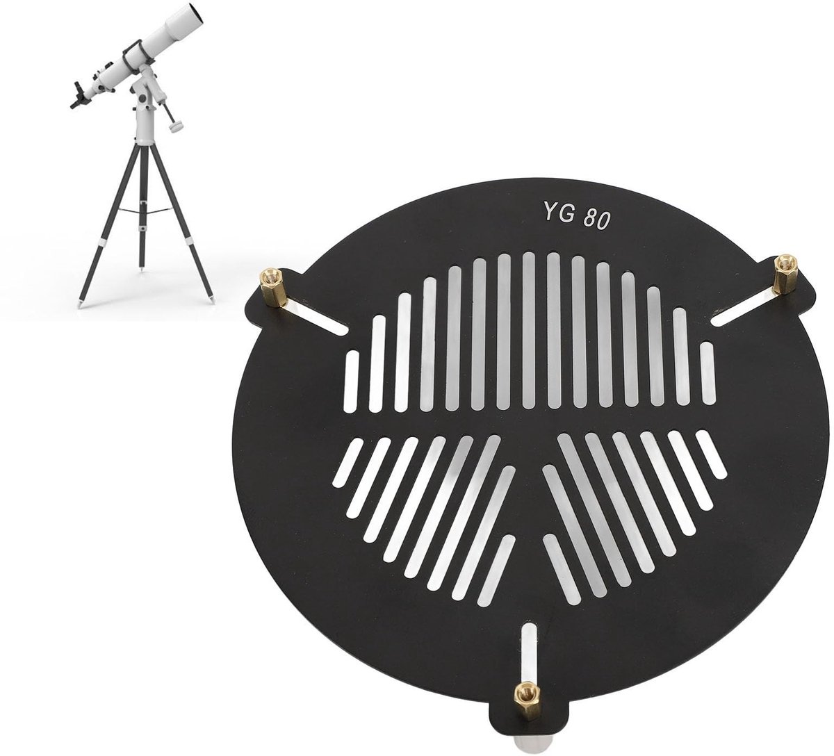 Dailygoods- Bahtinov-masker Eenvoudige Montage - Telescoopfocusmasker - Buitendiameter 84-115 mm - Messing/Aluminium/Rubber - Gewicht 57 g - Telescoopaccessoire