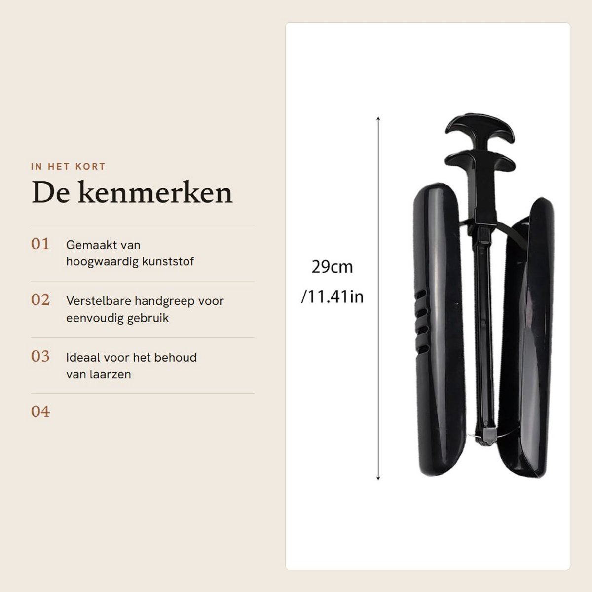 Dailygoods- Schoenspanners Hoogwaardig Kunststof - Laarsvormer - Automatische Boot Shapers - Verstelbare Handgreep - 29 cm - Veerstalen Messen