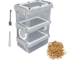 Meelworm Kweekset - Zijderups Kweekbak - Reptielen Voeden - Meerdere Lagen - 15 x 11 x 7 cm - Niet gespecificeerd