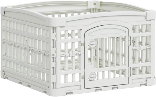 vidaXL - 4 - Paneel - Hondenren - 60 - x - 60 - x - 38 - cm - Kunststof - Wit - Opvouwbaar
