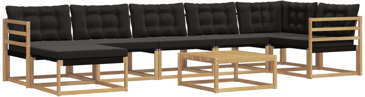 vidaXL Buiten - bank - set - 8 - st - 7-zits - Wit - en - zwart Wit en zwart