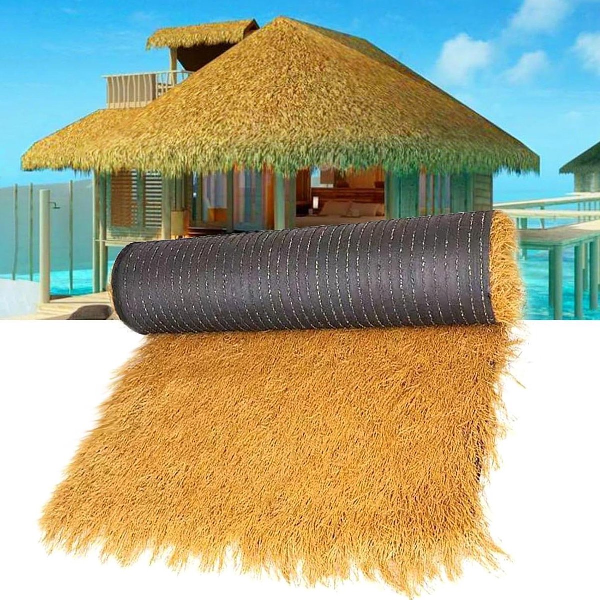 Synthetisch Riet Dakbedekking - Kunstgras Dak Bedekking - Decoratieve Hutten - UV & Weerbe