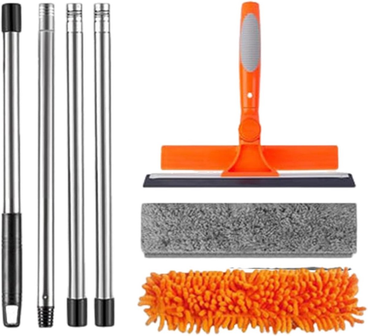 Reinigingsset Huis - Stofzuiger Steel - Hoge Oppervlakken Reinigen - Groot Bereik - 171 cm - Oranje