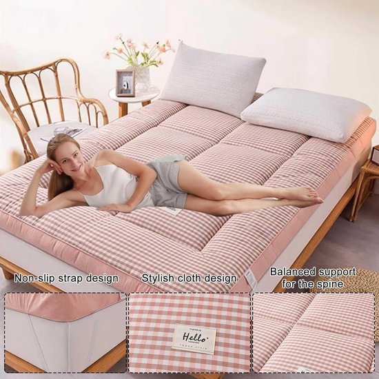 Japanse Futon Matras - Oprolbare Vloermat - Ruimtebesparend Slapen - Ademende Katoenen Stof - 200x220cm - Grijs — afbeelding 5