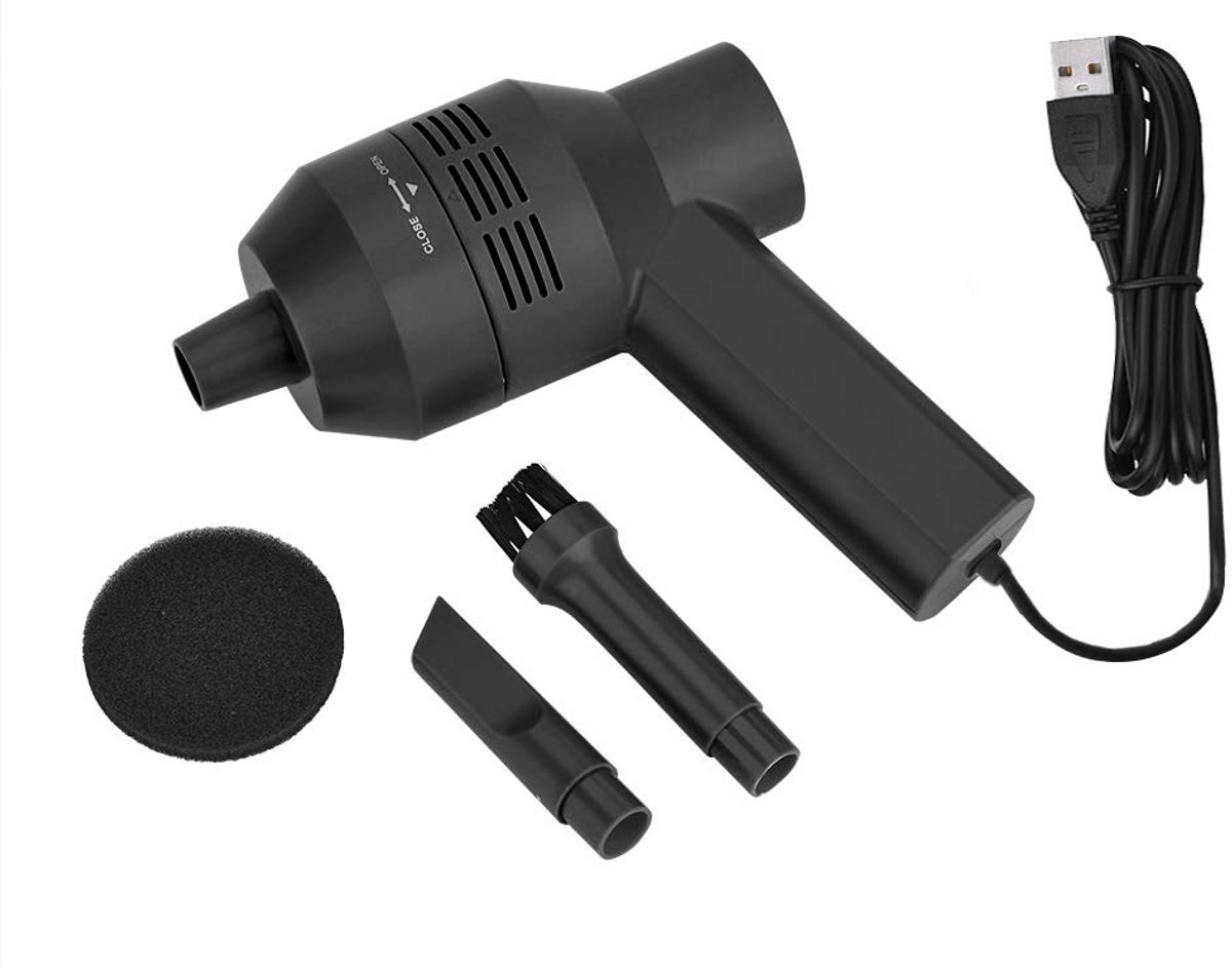 carmdering - USB Toetsenbord Stofzuiger - Mini Bureau Reiniger - Draagbare Elektrische Zuiger - USB Aangedreven - Twee Verwisselbare Mondstukken - ABS Kunststof - Wasbaar Sponsfilter - Veilig Voor Elektronica - 1 Set