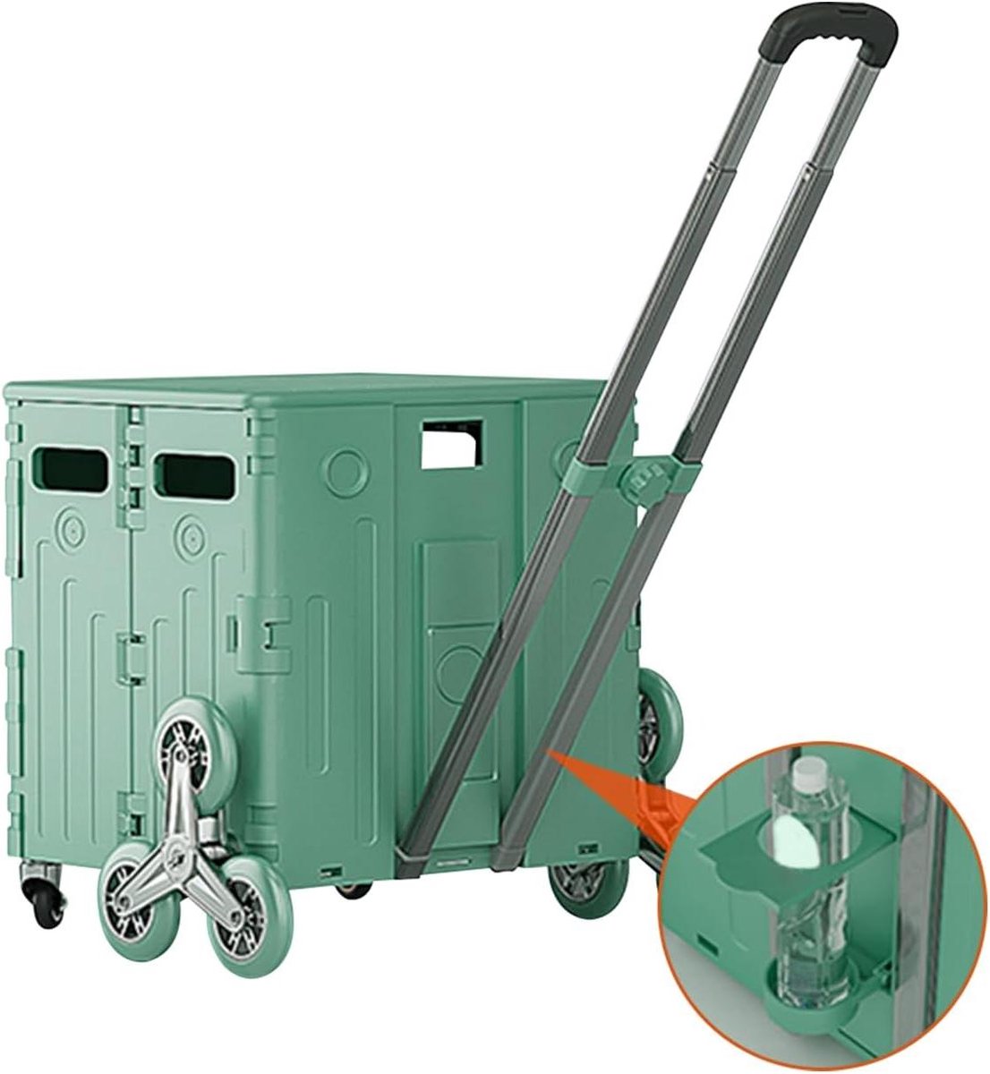 Opvouwbare Trolley - Draagbare Kar - Boodschappen Doen - Met Wielen - Opvouwbaar - Groen