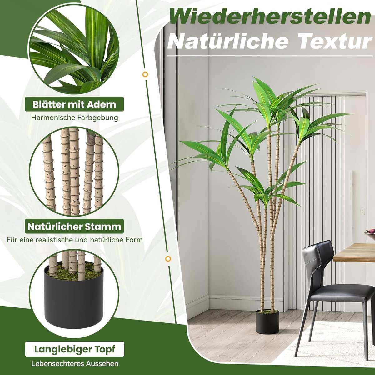 Kunstplant Braziliaanse ijzerboom - Nepboom Decoratie - Tropische Sfeer Creëren - Levensgetrouw Ontwerp - 120-180 cm - Groen